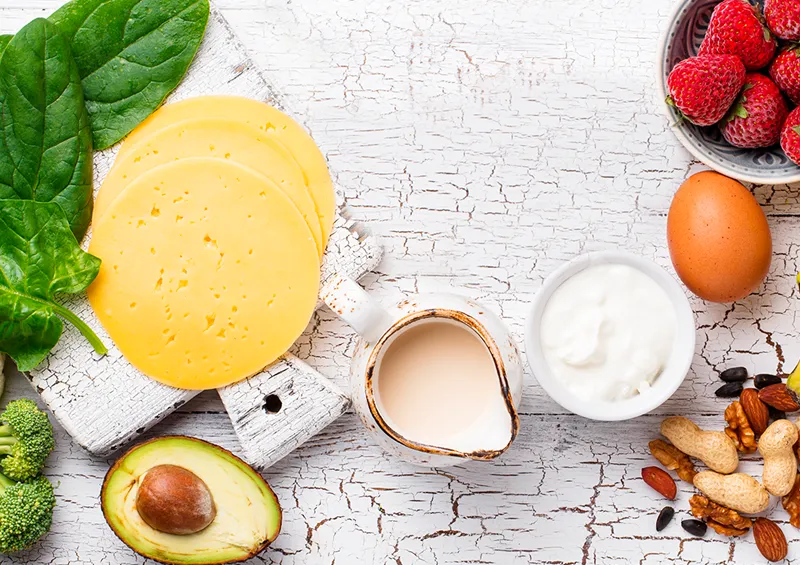 Abbildung von Vitamin-B haltigen Lebensmitteln 